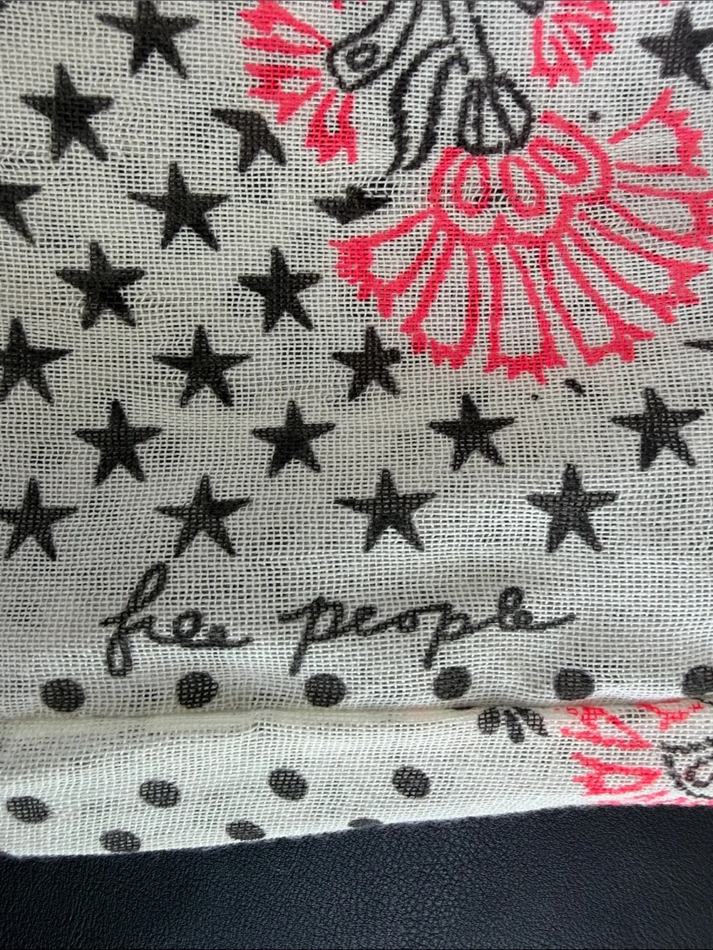 Free People Pink Floral Star Print Sheer Cloth Shoulder Tote Bag Like New